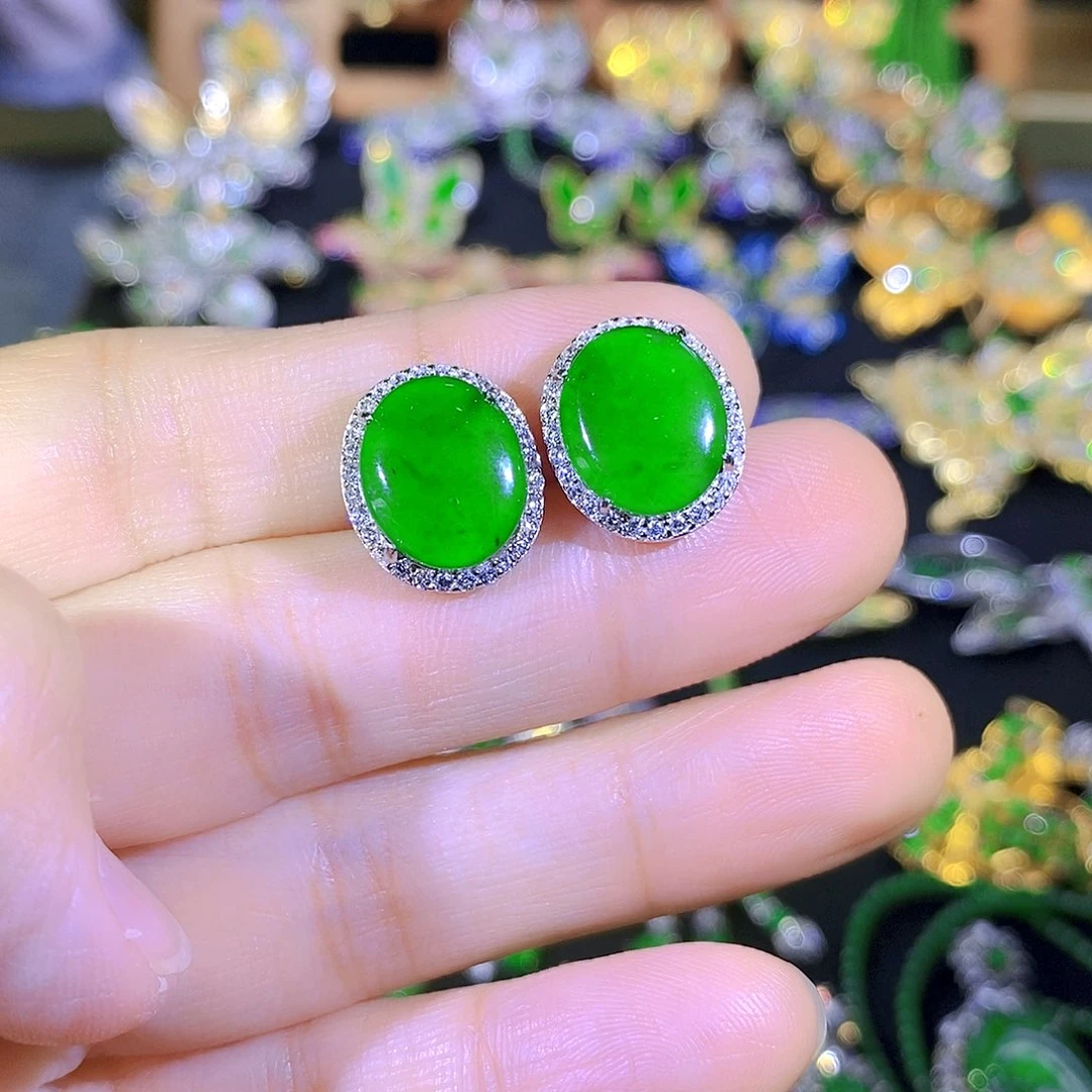 吊坠(不含链)银S925镶嵌翡翠