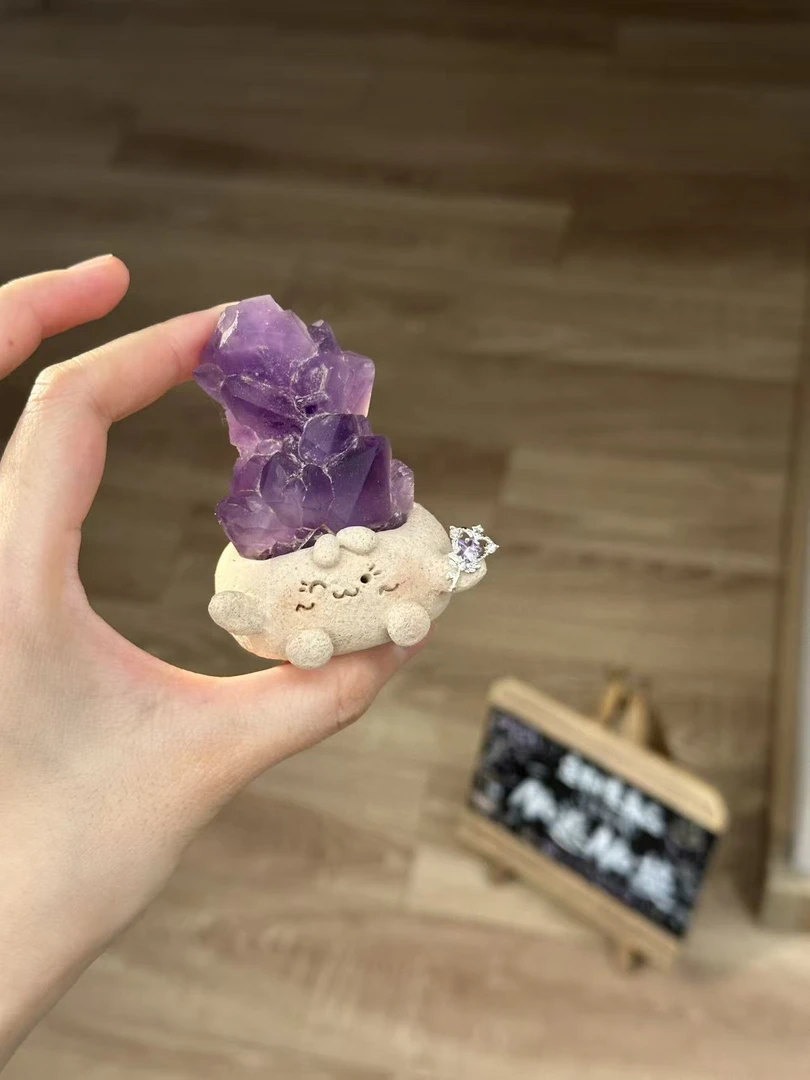 水晶小豆丁可爱紫水超级大晶花