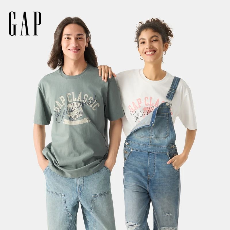 【成毅代言】Gap男女装2025春季新款印花logo短袖T恤休闲725623