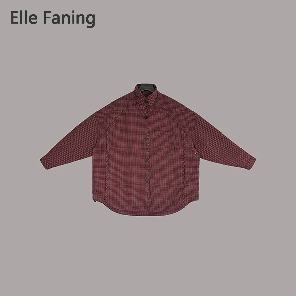 芒果优选-莓巧松饼复古格纹廓形棉服外套