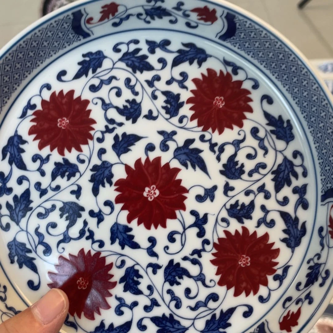 瓷片景德镇釉里红缠枝莲大壶承