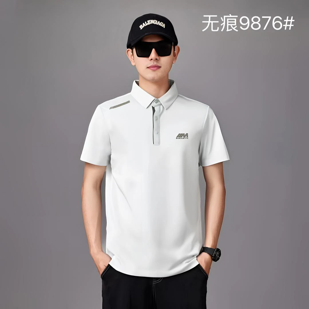 2025夏季新款polo衫纯色短袖宽松型翻领休闲速干时尚透气简约男士