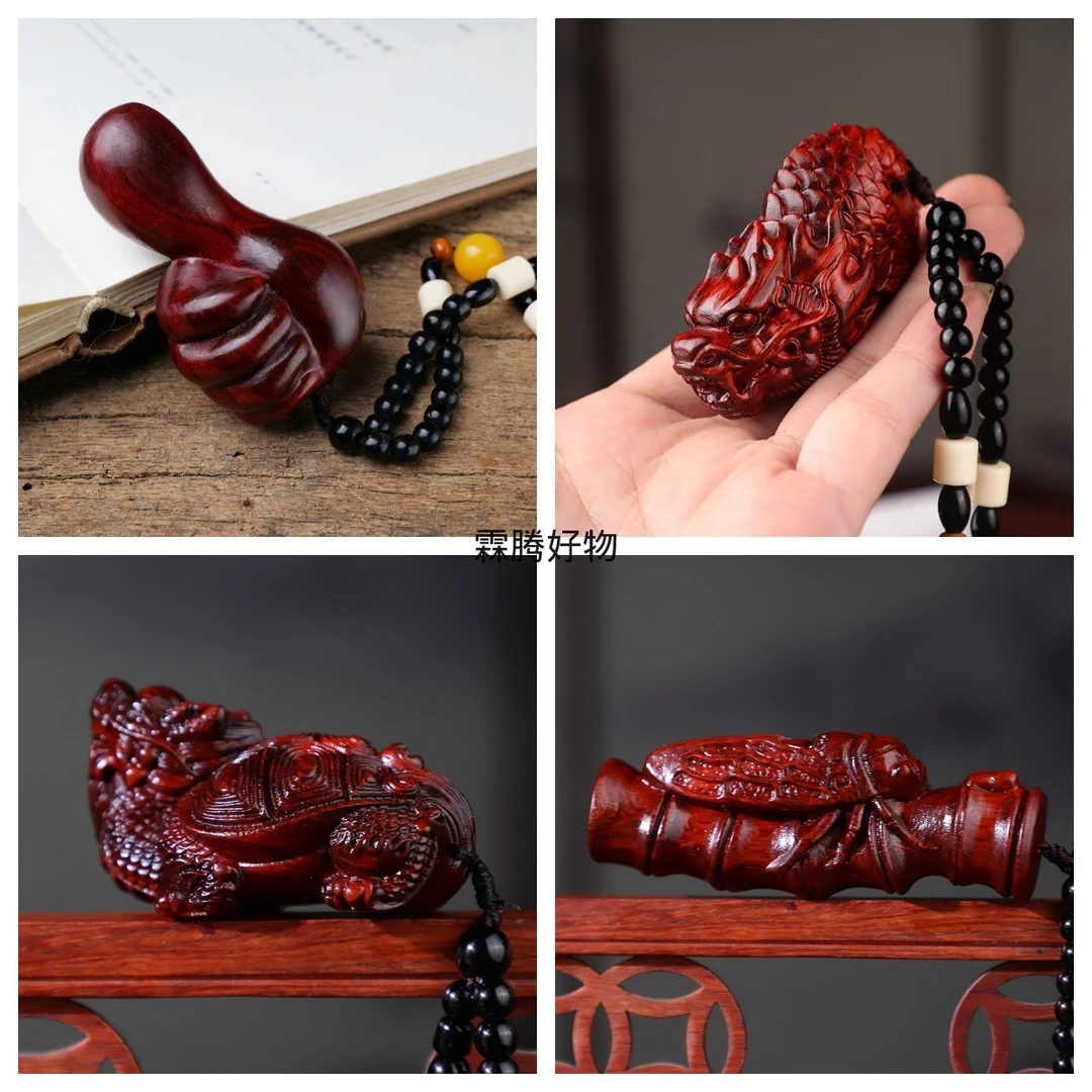 小叶紫檀葫芦雕刻挂件貔貅木质文玩手把件家居摆件景区热卖工艺品