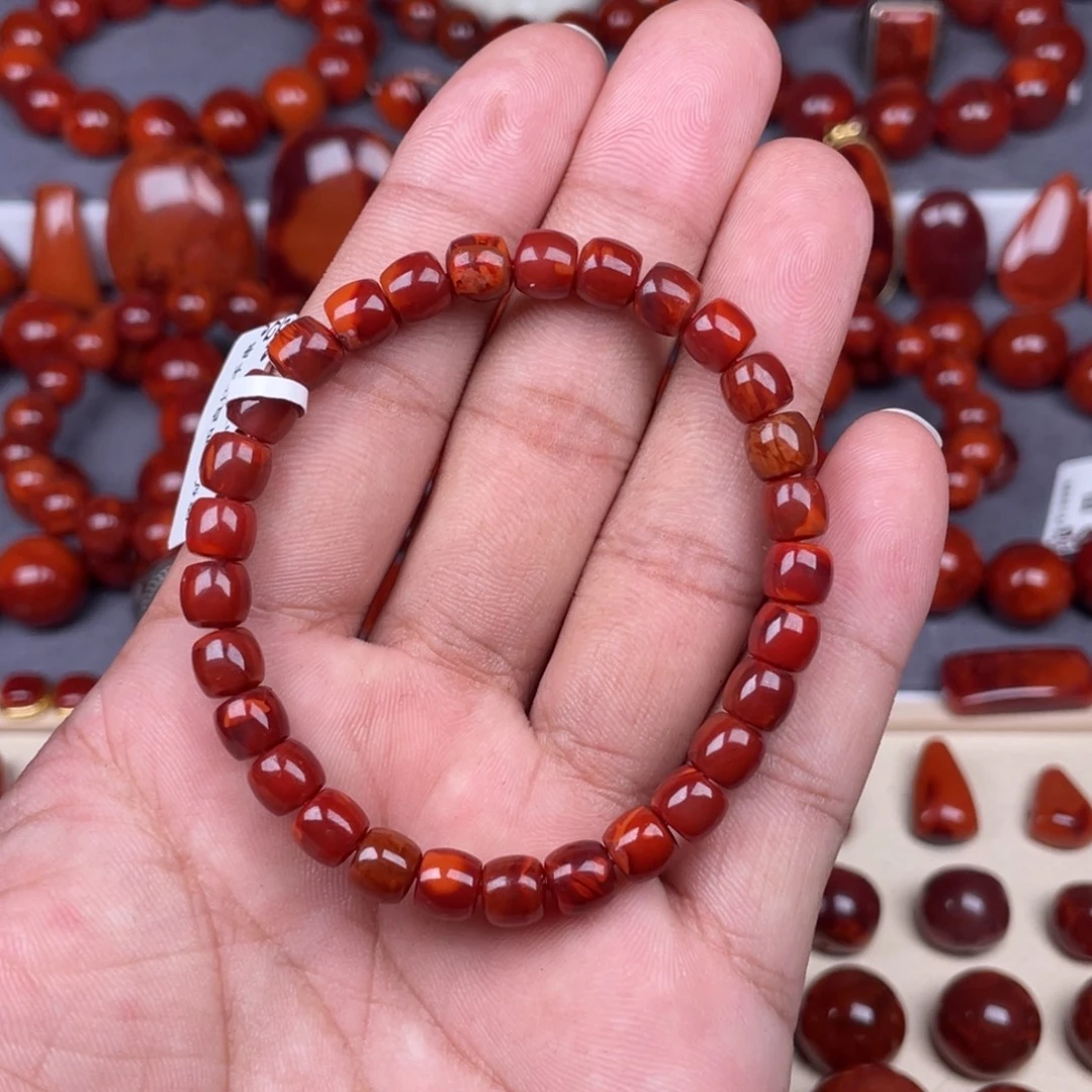 菲***菲南红玛瑙未镶嵌原矿原矿直切手串6mm+