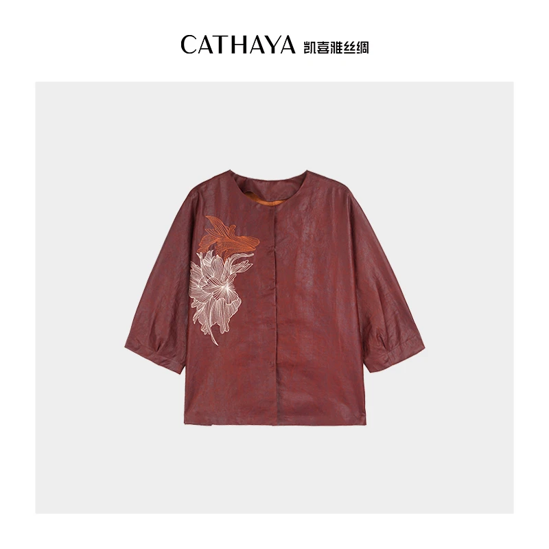 CATHAYA/凯喜雅中袖红云纱外套SIK2FWJM059