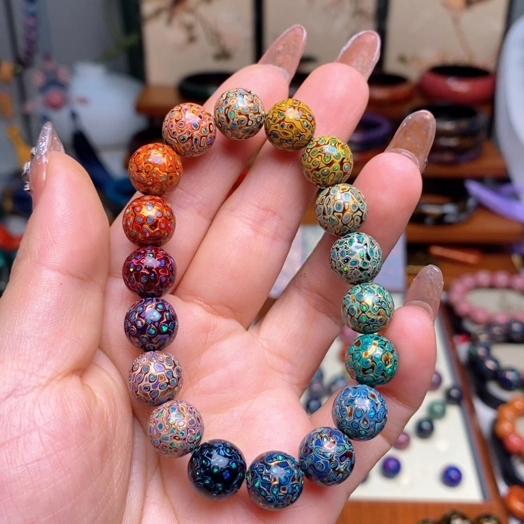 大漆10mm犀皮纹精品手串