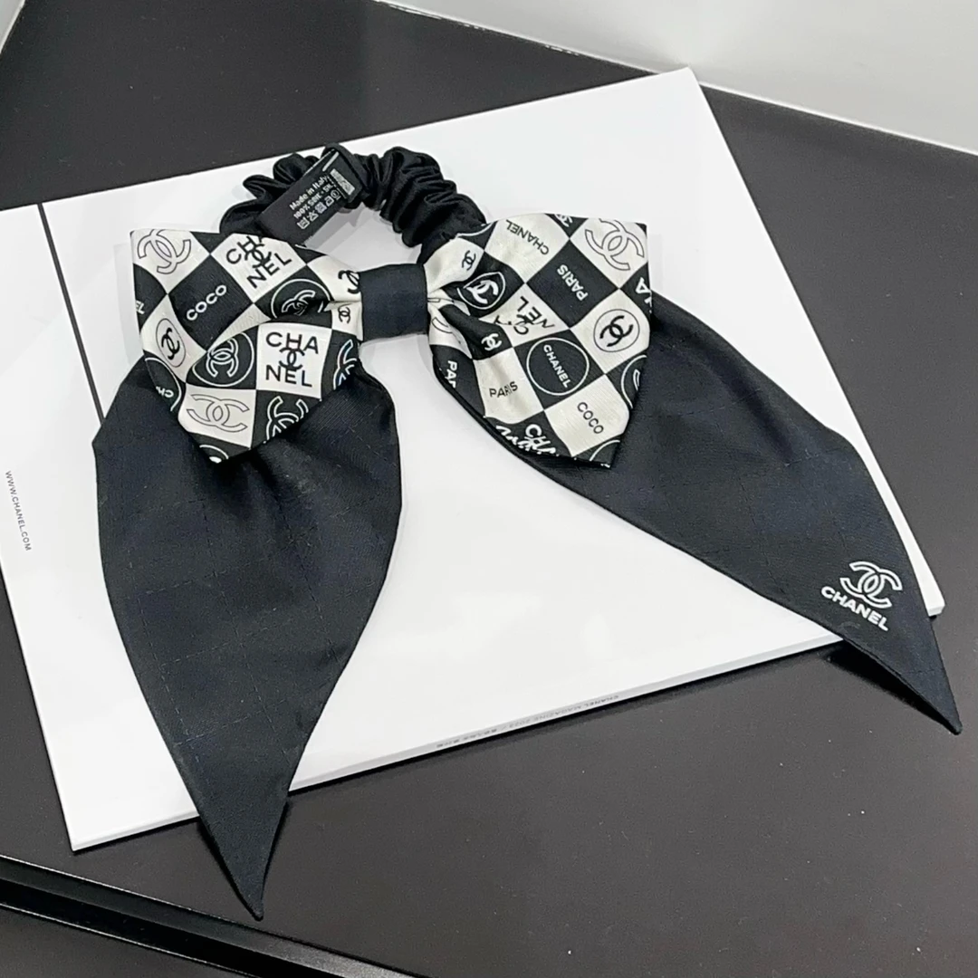 全新未使用 Chanel/香奈儿 双C拼色蝴蝶结 发圈 头绳