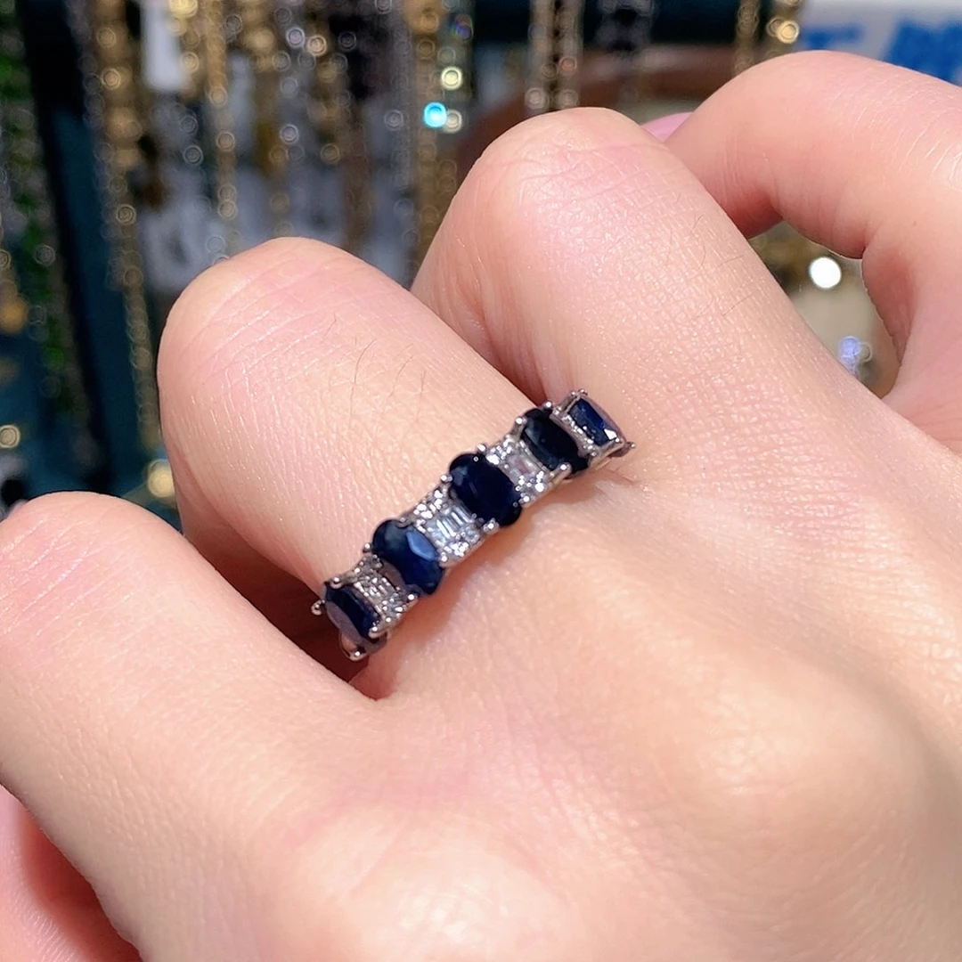 戒指蓝宝石银S925镶嵌孤品捡漏