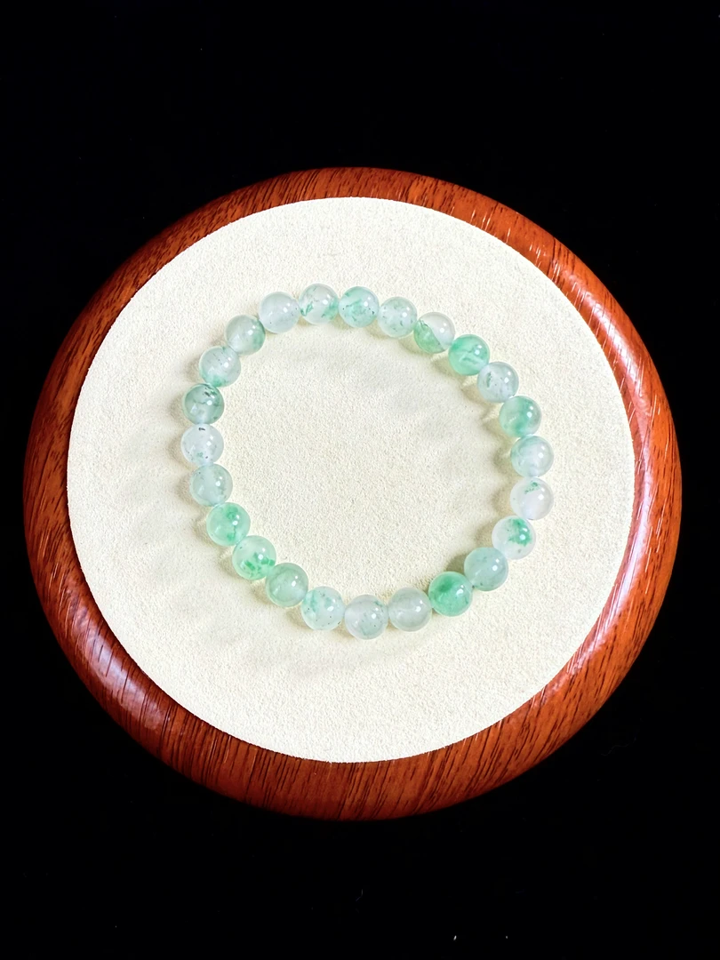 【月魄】8mm纯天然非洲翠冰飘手串素圈手链女生高级简约大方玉石