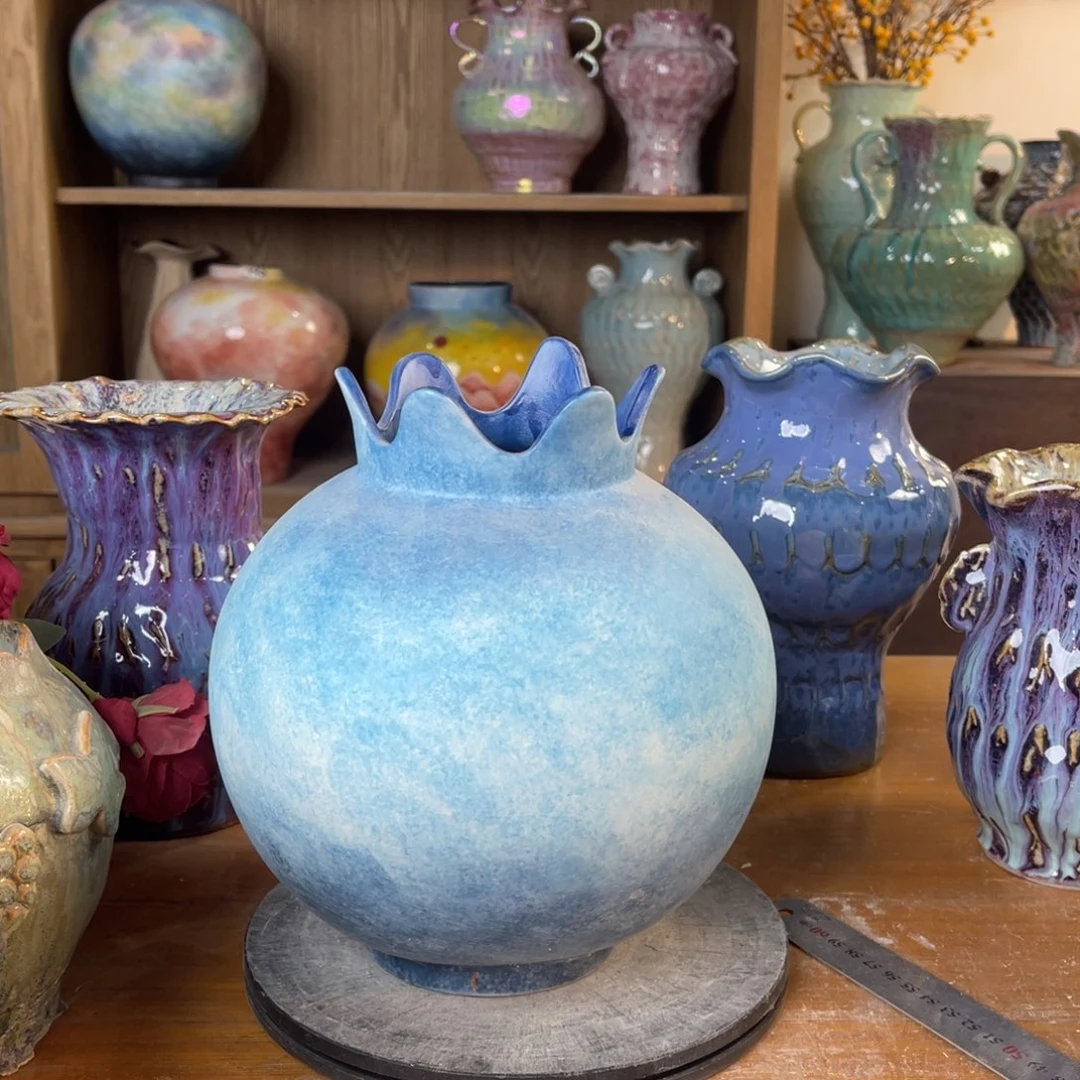 摆件陶瓷花瓶高21.5口径9清仓特价