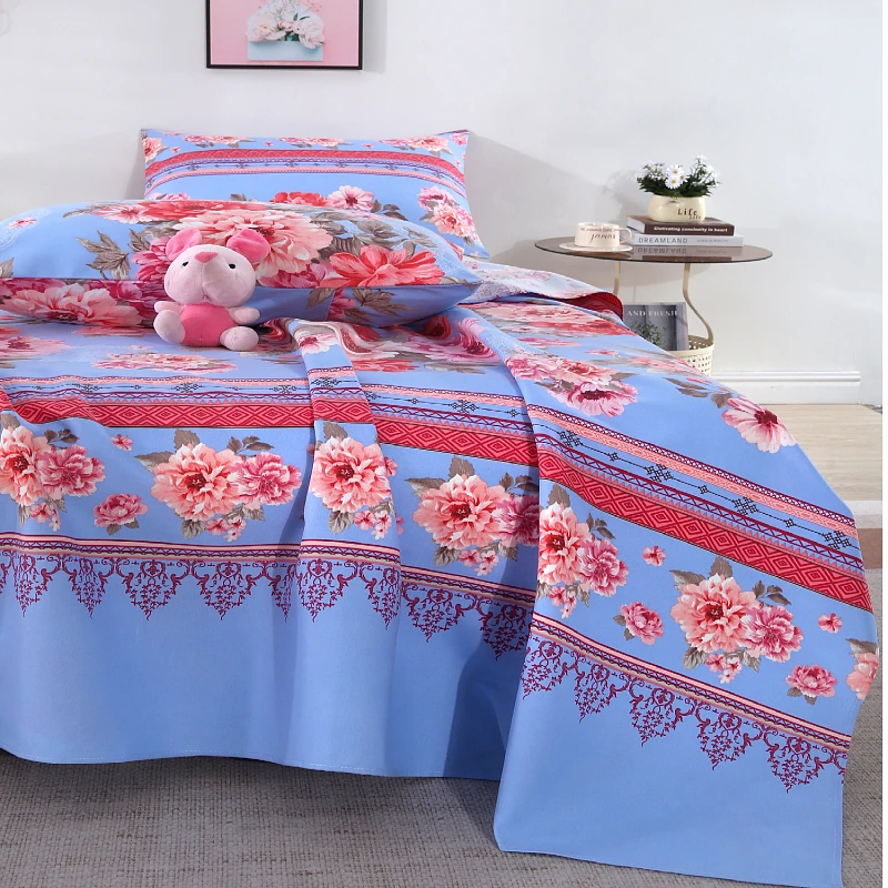 【富贵牡丹】四季原棉细纱老粗布床单单件山东老式床上用品炕单凉席