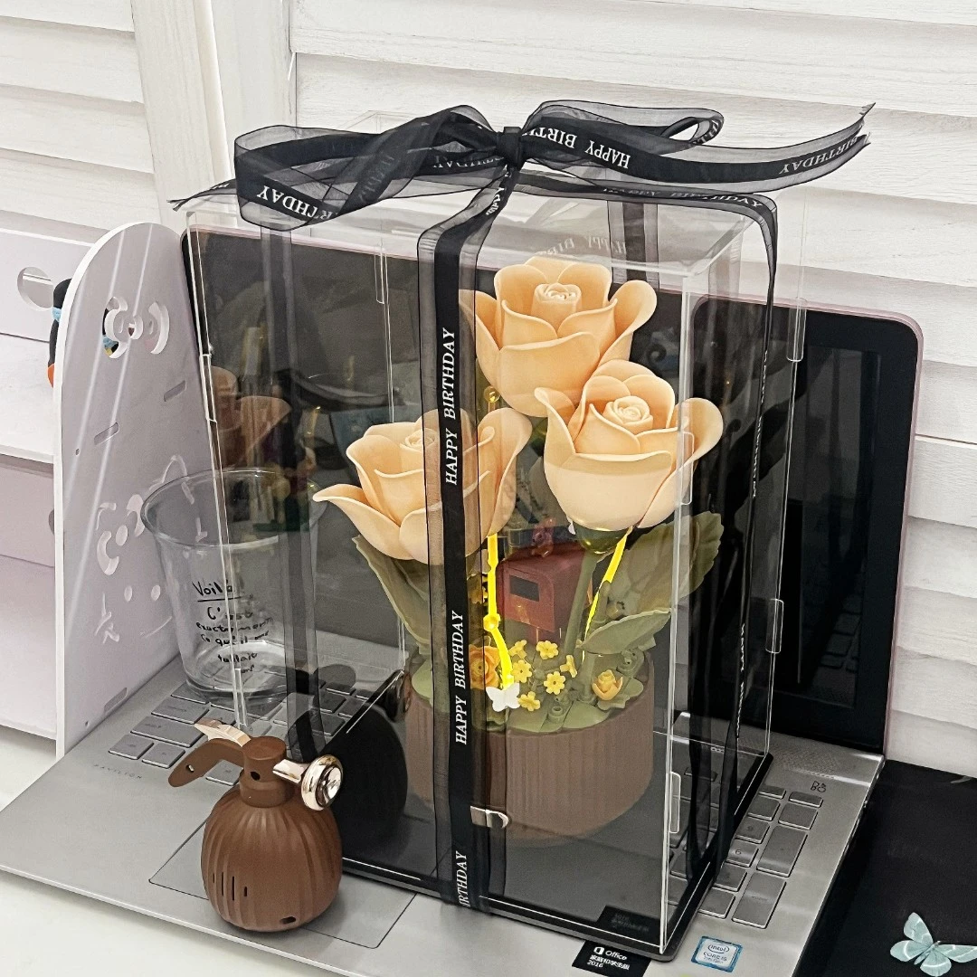 创意积木diy动态电动积木花束手工拼装生日礼物送女生闺蜜女孩