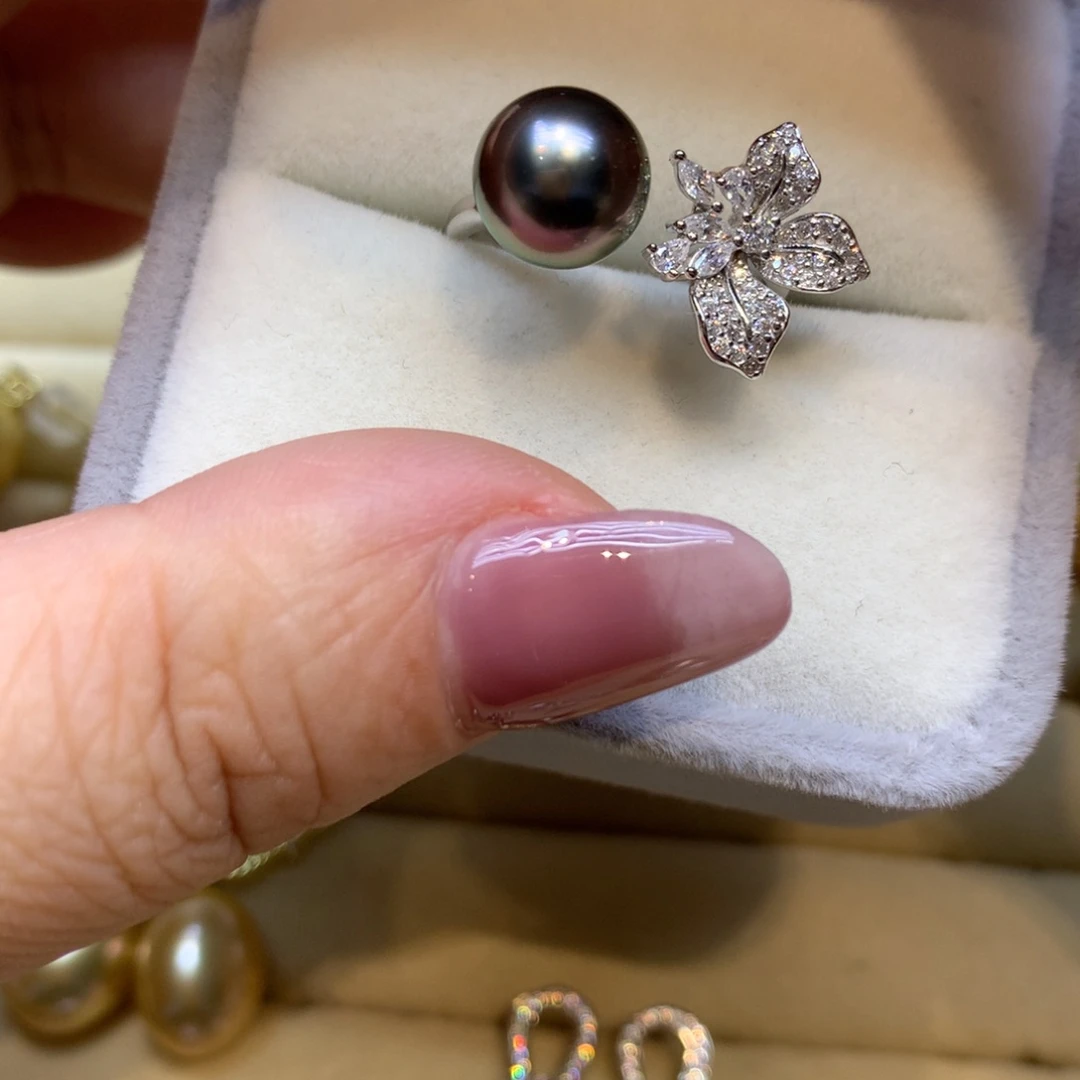 银S925镶嵌戒指海水珍珠