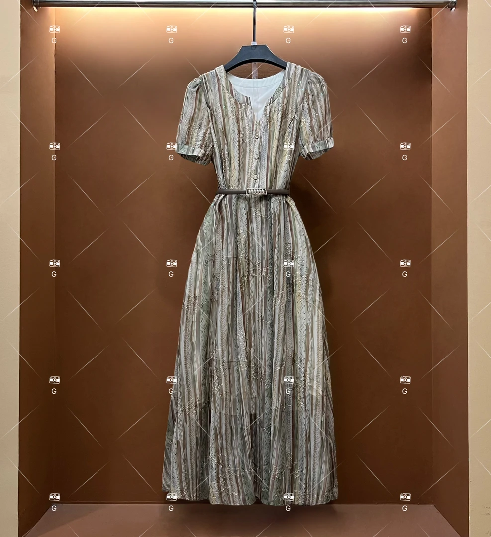 春夏丨设计师轻奢法式印花女士连衣裙 GS-56083