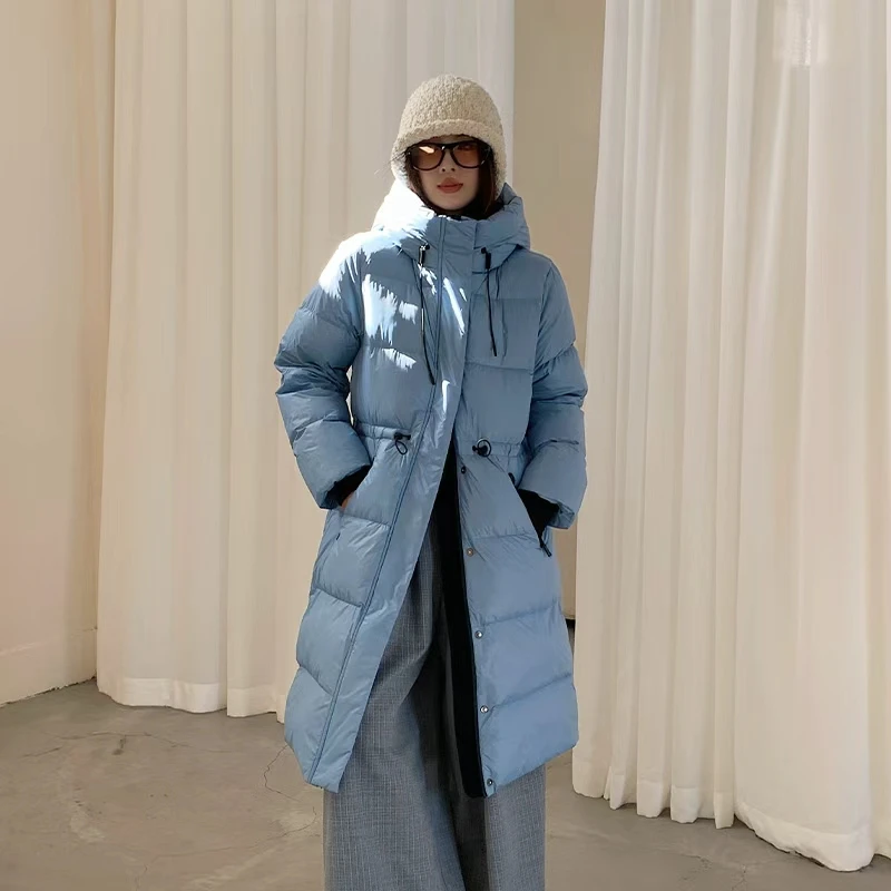 2025冬季新款90绒长款羽绒服女装连帽加厚保暖高蓬松