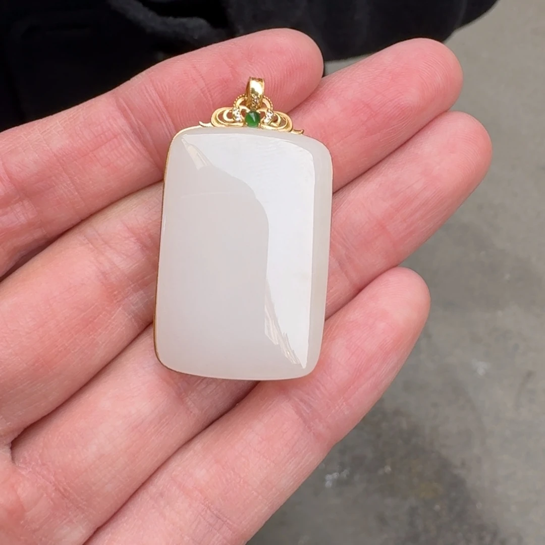 和田玉18K金镶嵌颈饰1210仙女代购不退