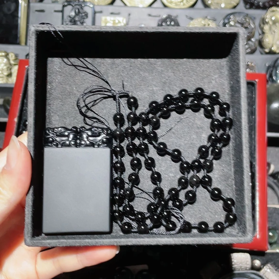 【闪购商品】未镶嵌黑曜岩套链ԅ****)