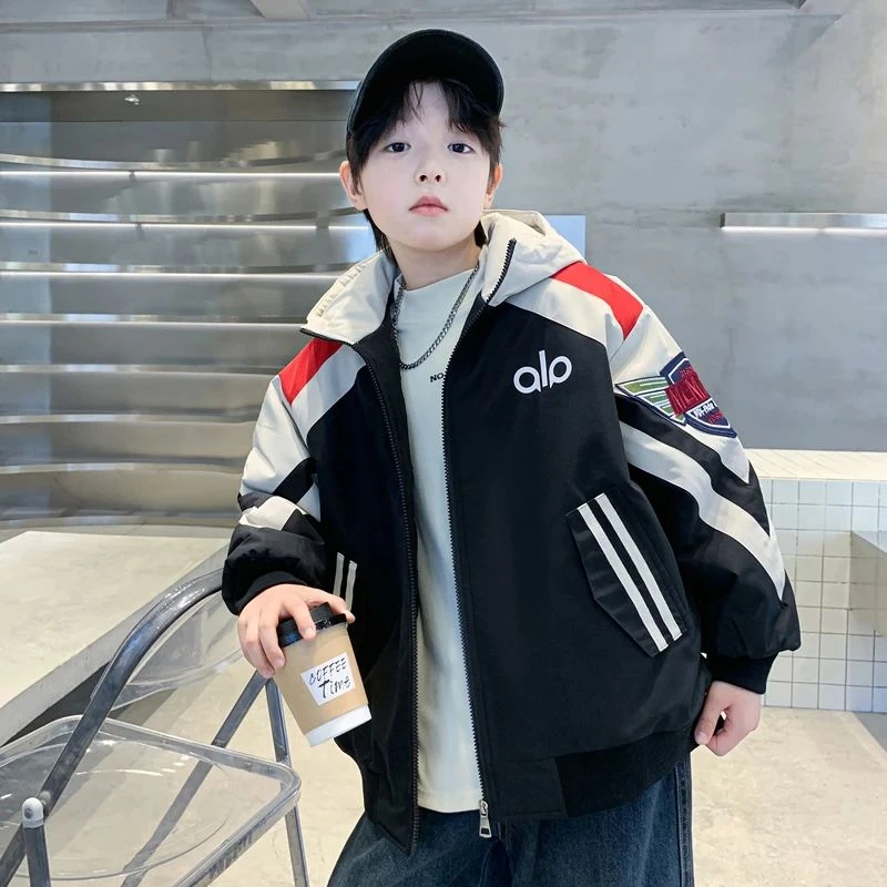 儿童装男童冬装夹棉外套2025新款中大童秋冬款男孩冬季加厚派克服