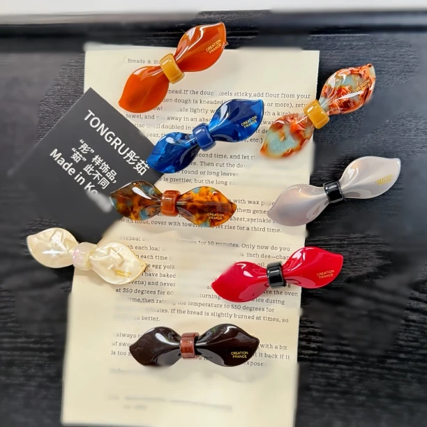 韩国France醋酸品牌发饰法式蝴蝶结小号鸭嘴夹刘海侧边发卡发夹女