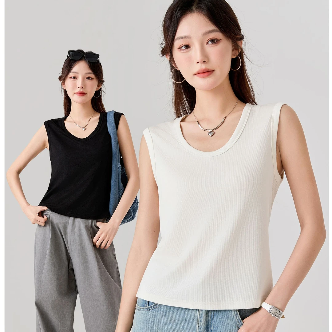 W专柜 门店7&9 大U领莱赛尔天丝+氨纶夏季凉感冰丝背心裸感2538