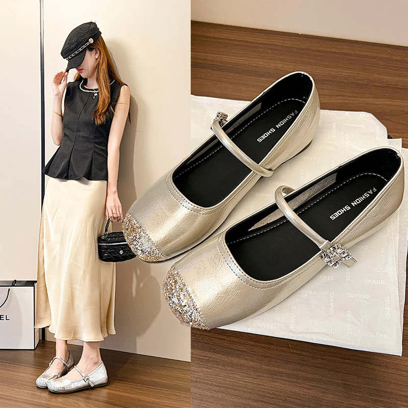 内增高【4厘米】百搭英伦风软底法式浅口小单鞋夏季平底圆头温柔