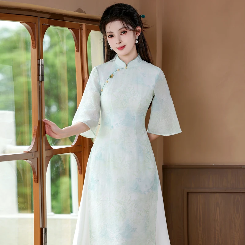 CXEGEGM/尘记【苏州小娘鱼】春夏款复古旗袍【和风序】气质显瘦连衣裙