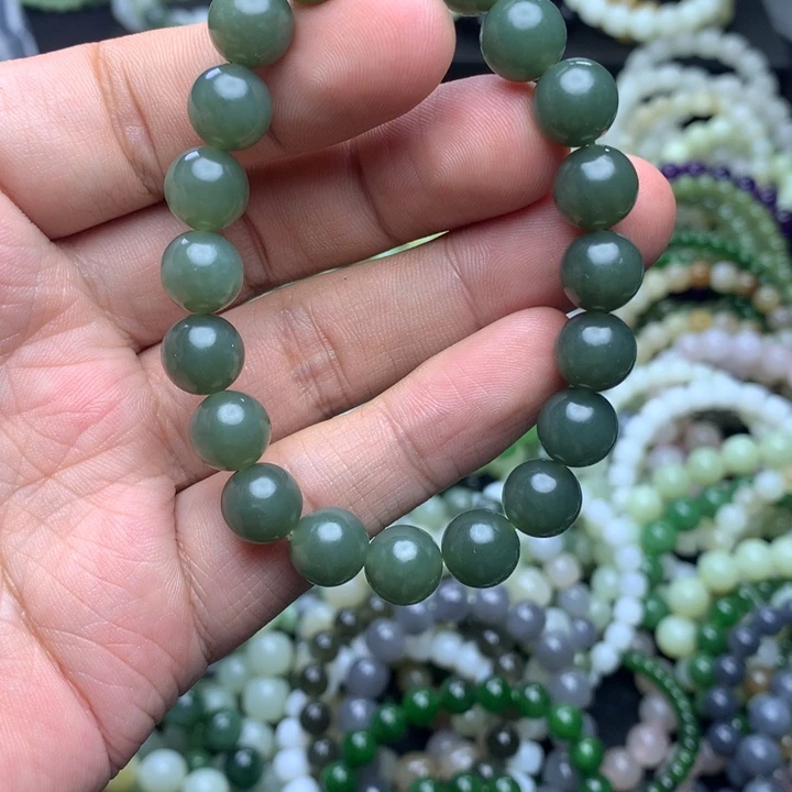 和田玉未镶嵌手链新疆和田玉 且末蓝