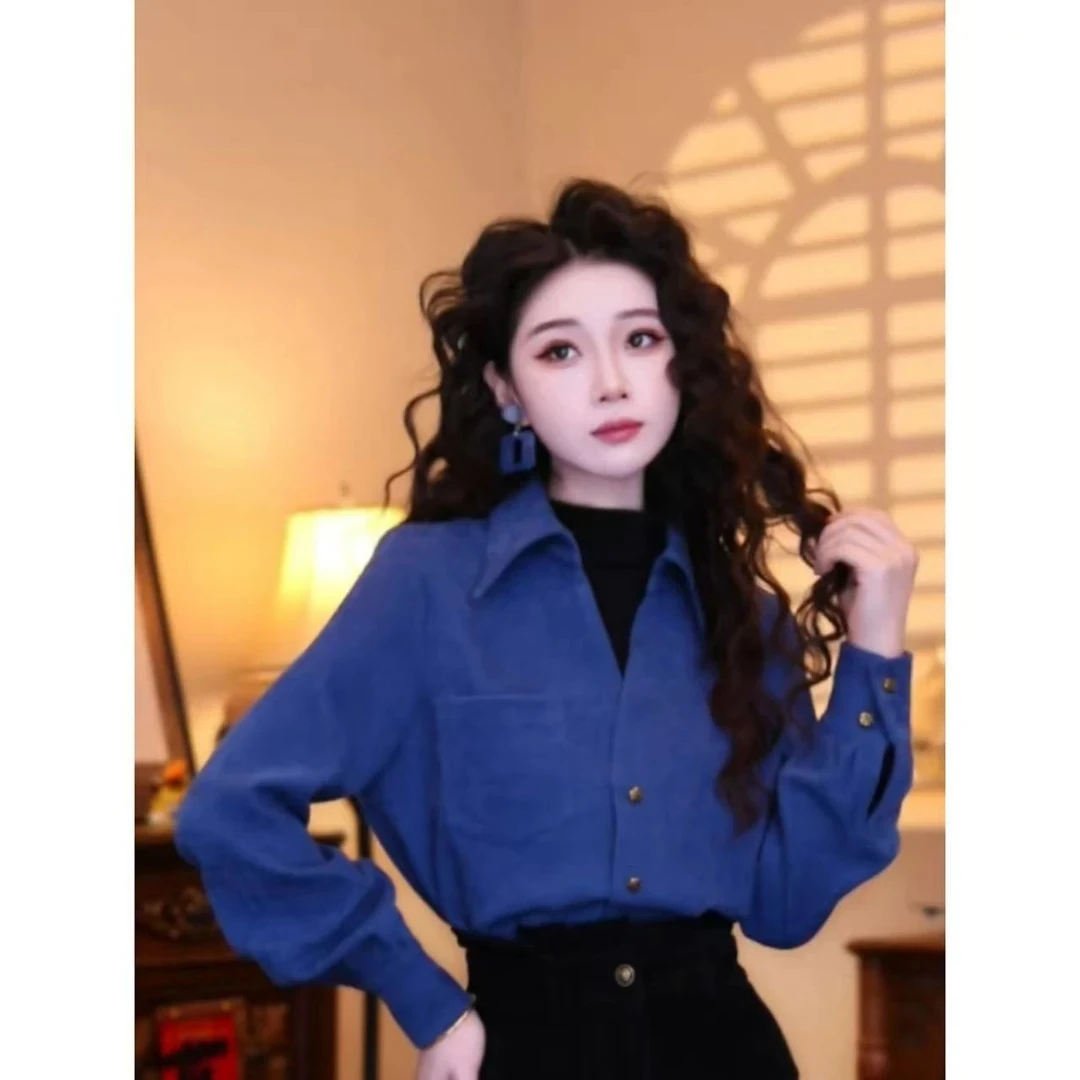 【现货】【海的那边】港味复古气质设计感假两件长袖上衣