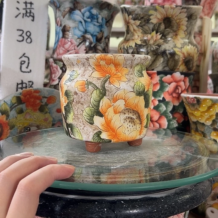 景德镇手绘花盆满38包邮偏远地区除外