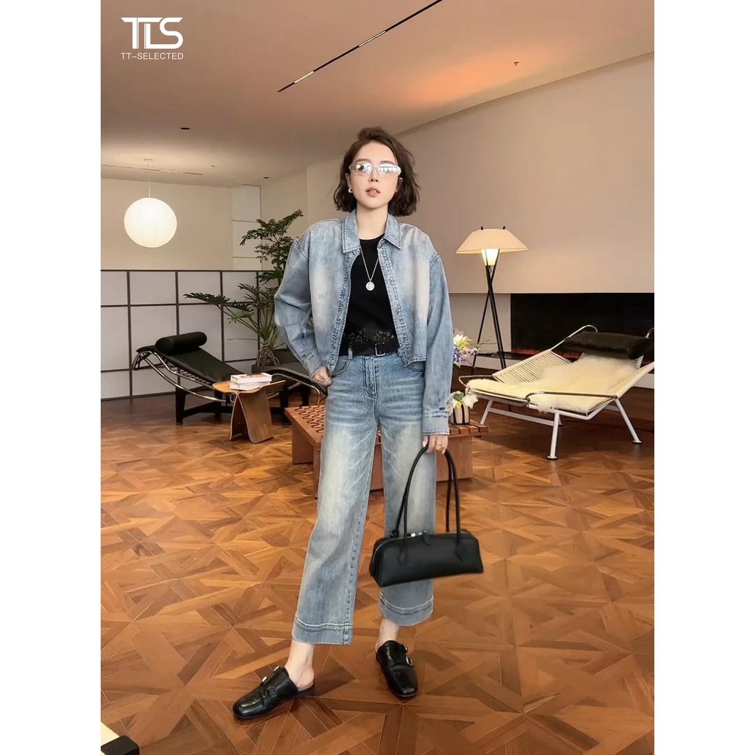 TT【法棍牛仔】春夏水洗棉复古宽松软牛仔外套女6658