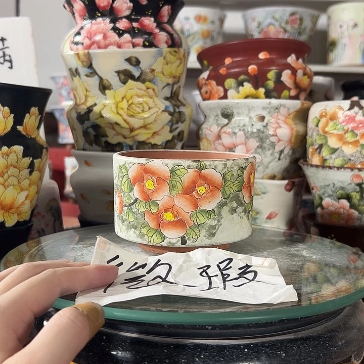景德镇手绘花盆满38包邮偏远地区除外
