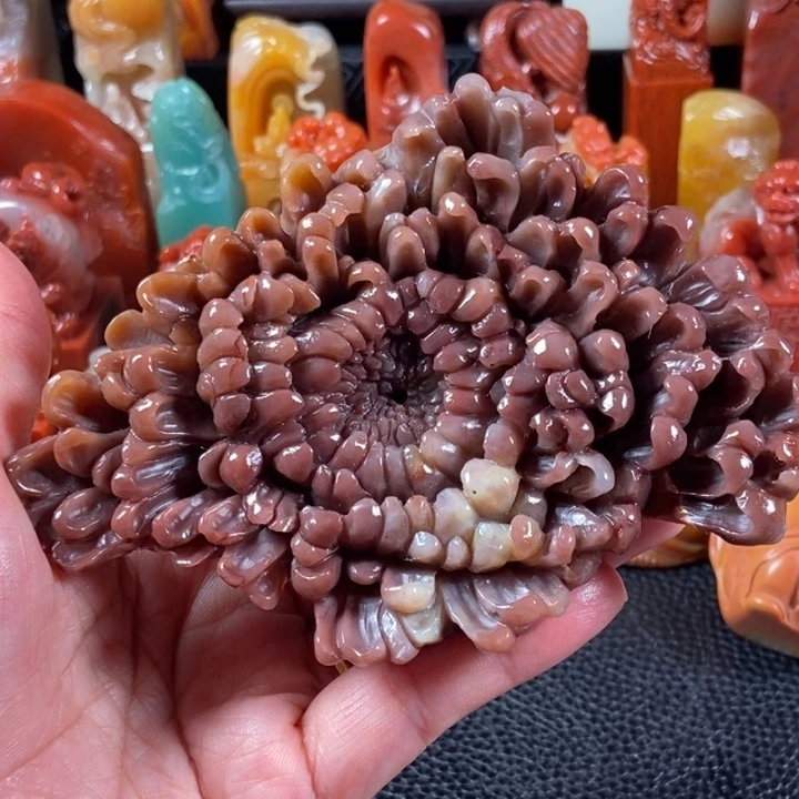 寿山石紫芙蓉花朵