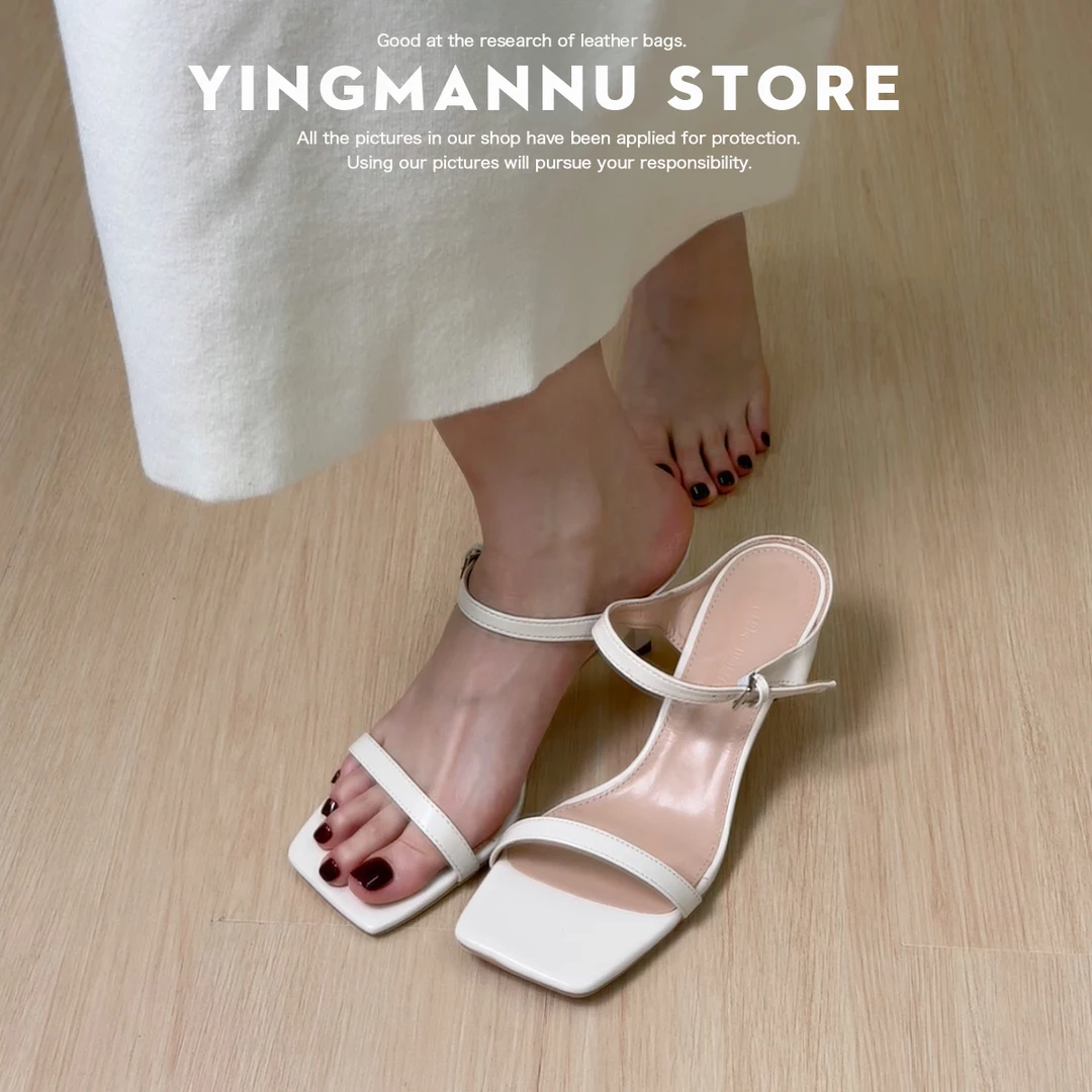 法式小众气质方头细跟凉拖2025夏新款时尚洋气时髦高跟凉拖鞋外穿