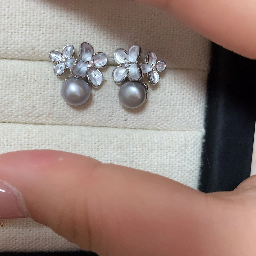 淡水珍珠耳饰合金