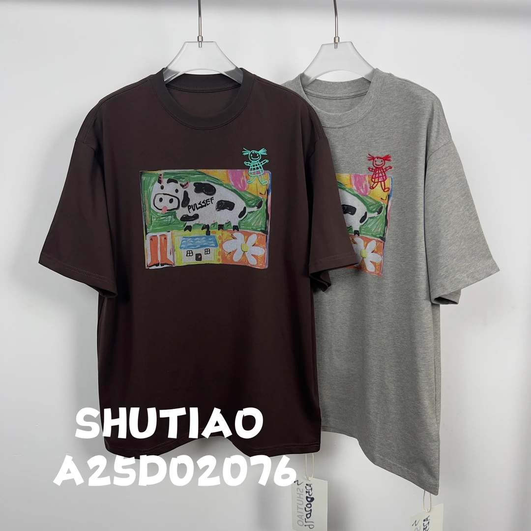 【SHUTIAO】2025夏季：新款小众设计款T恤A25D02076