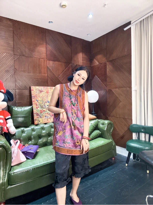 5078-2#《紫祥云旗袍》重工国服提花无袖外套