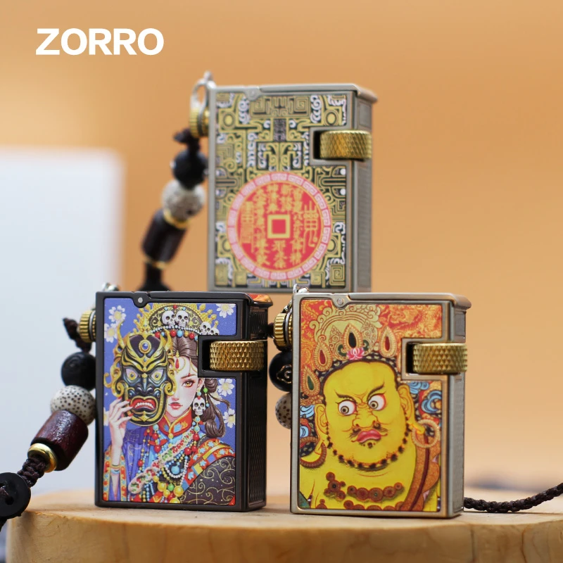 ZORRO佐罗858弹跳小钢炮黄财神扎基拉姆山鬼花钱煤油打火机迷你