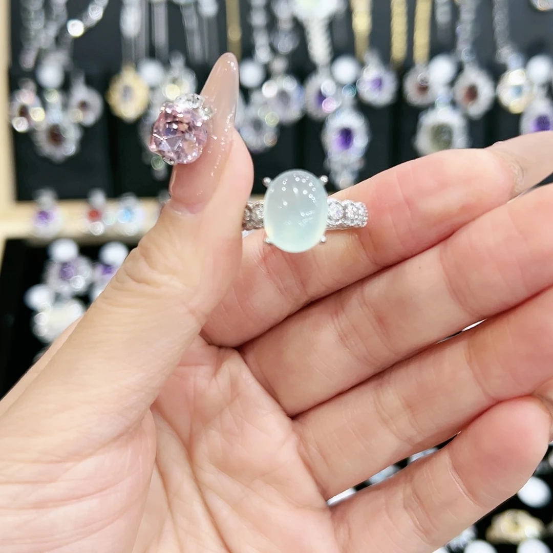 烟晶戒指银S925镶嵌天然