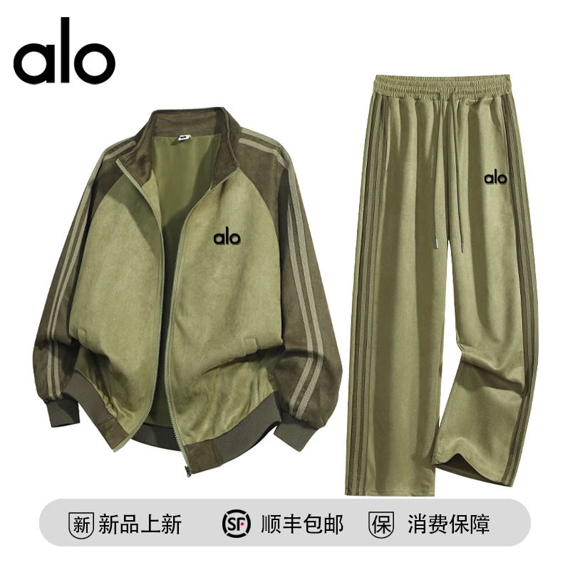 alo潮牌 秋季美式休闲运动百搭套装美式慵懒风卫衣卫裤两件套男