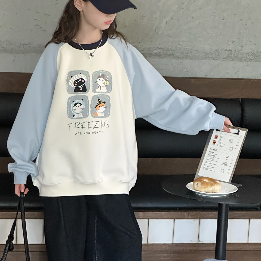 女童卫衣秋装2025新款中大童洋气休闲圆领韩版长袖潮儿童宽松上衣