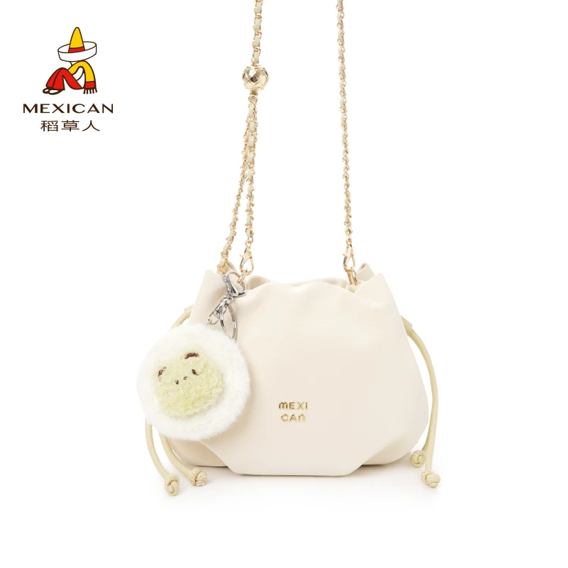 Mexican/稻草人2025新款春夏百搭气质女式单肩斜挎褶皱简约云朵包