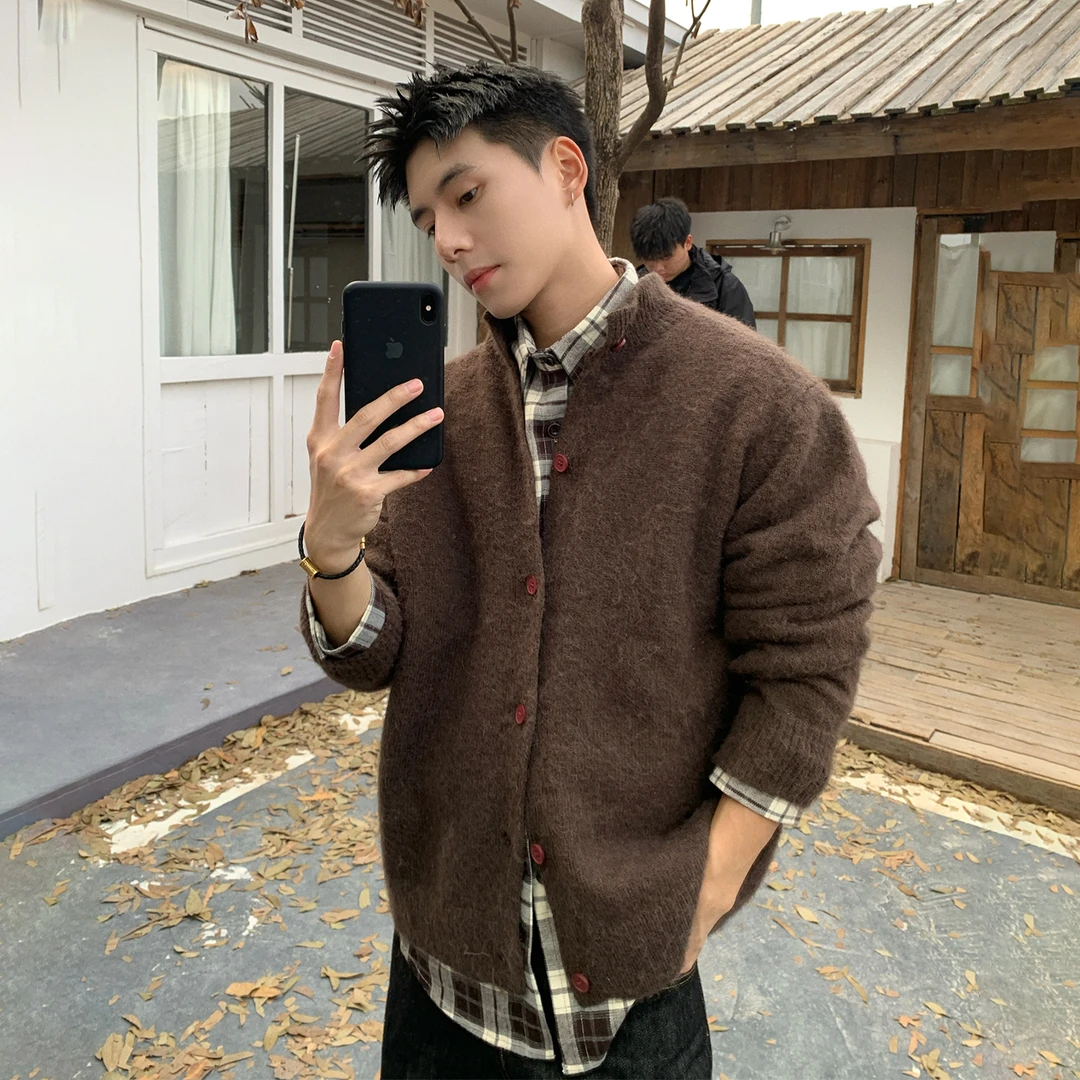 Holocene美式潮牌简约开衫毛衣情侣同款氛围感针织衫外套N1615