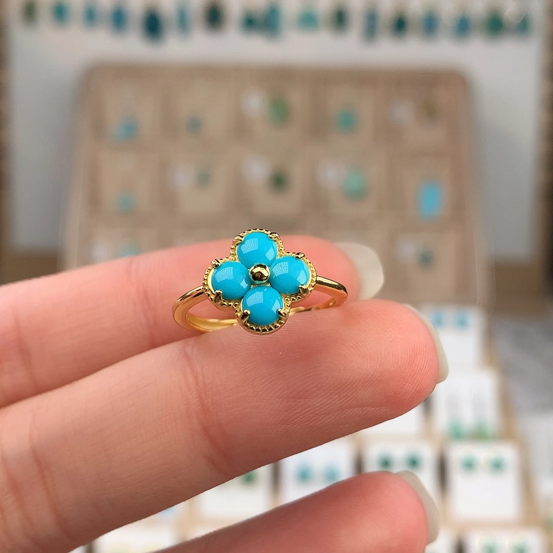 绿松石银S925镶嵌戒指