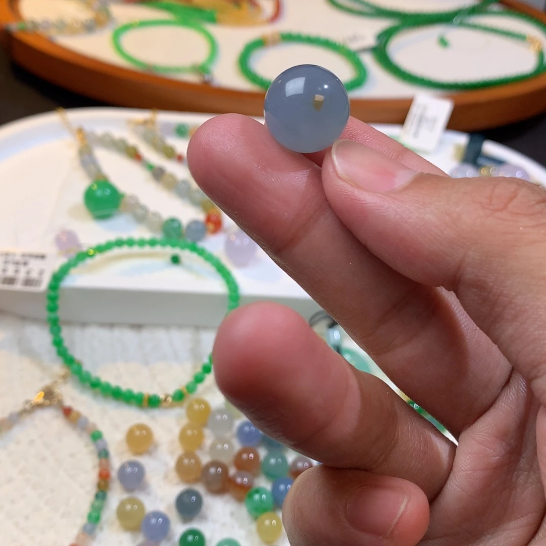 翡翠散珠14mm天空蓝桂花