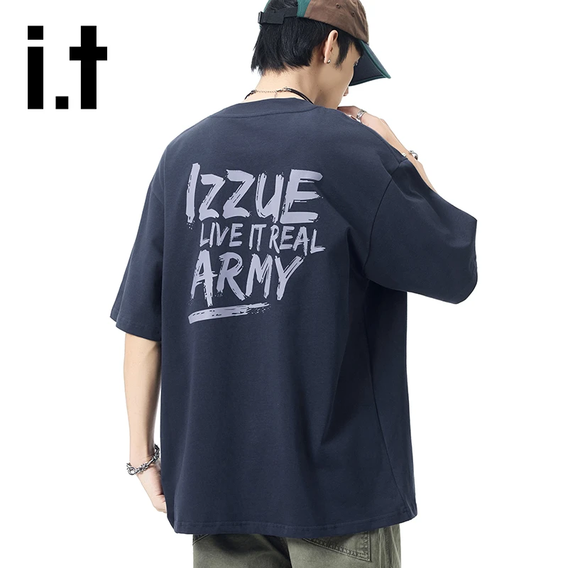 it izzue夏季印花短袖男生T恤重磅宽松纯棉潮流半袖休闲圆领上衣
