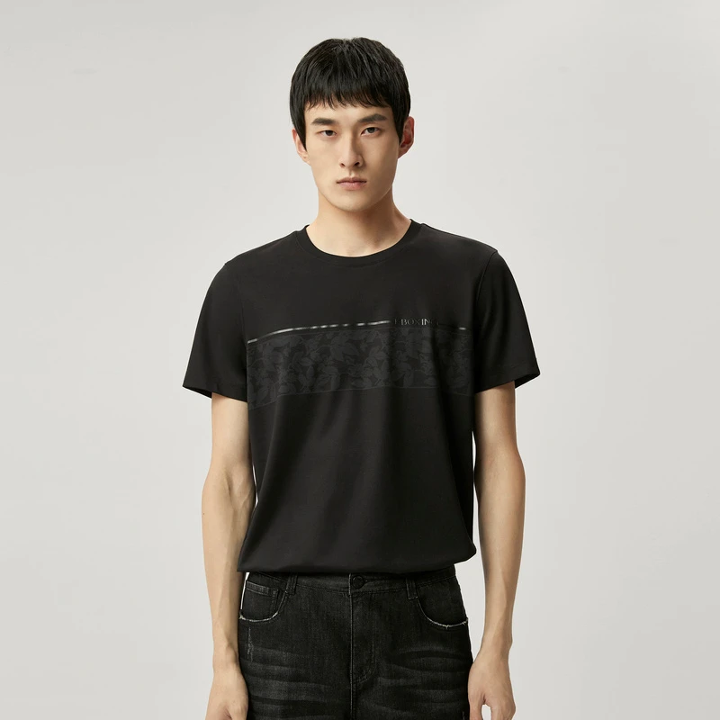 【含桑蚕丝】劲霸男装25年夏季新款圆领高端T恤男士短袖|NTPN2695