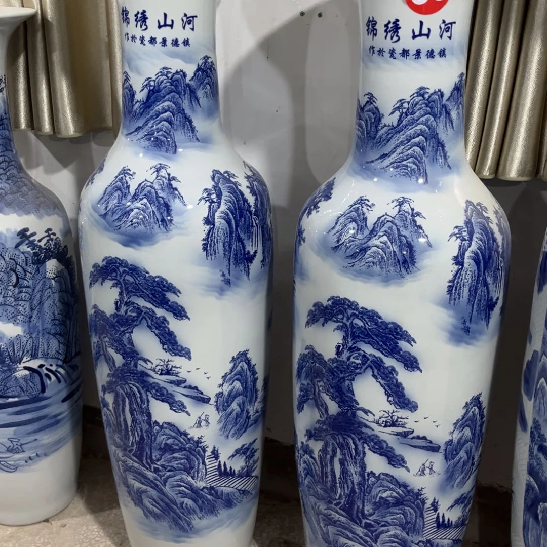 摆件天***情景德镇陶瓷大花瓶
