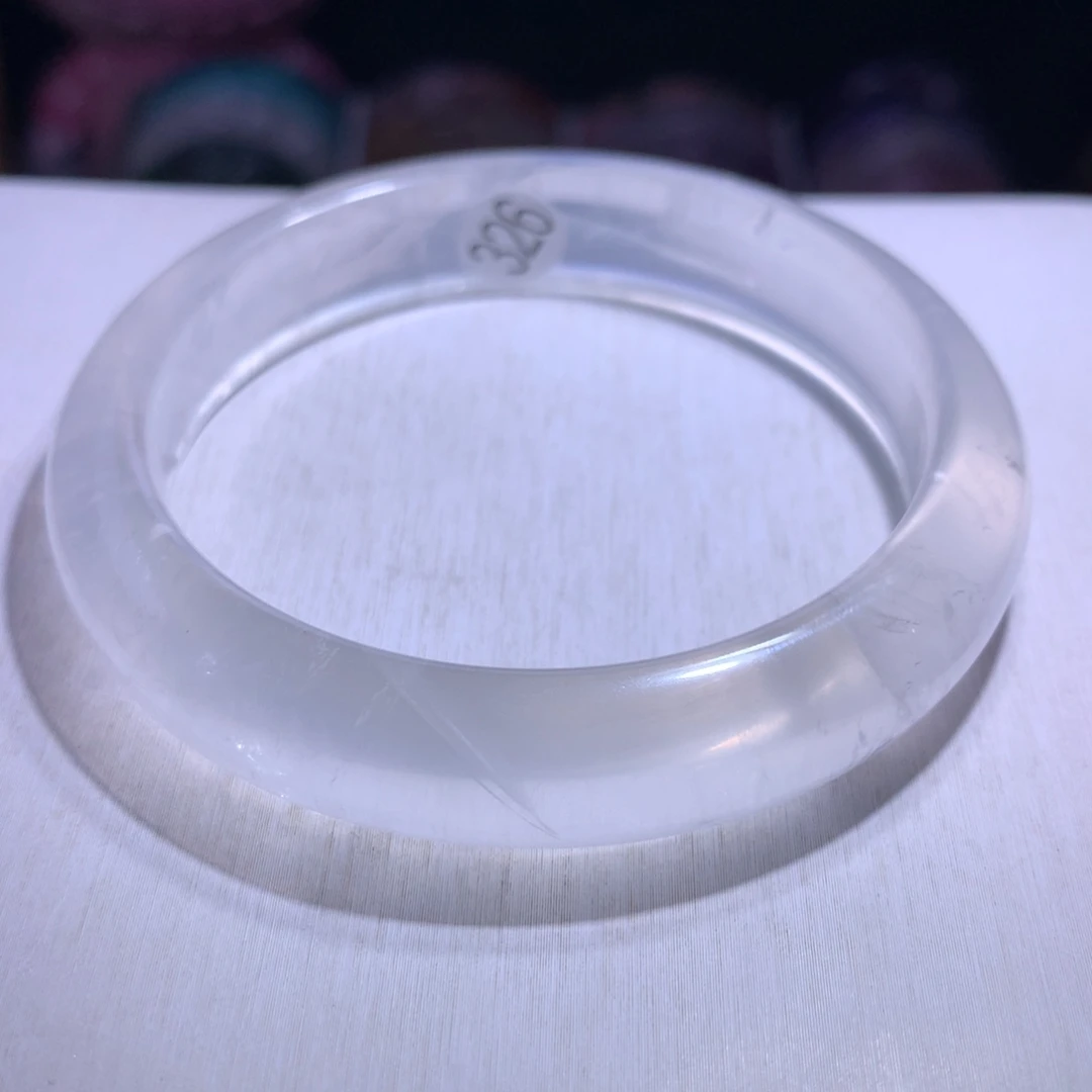 银S925镶嵌手镯水晶奶白58.5圈326