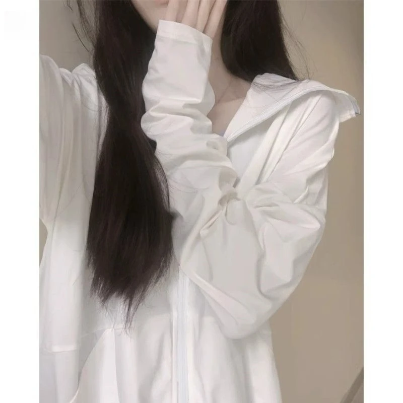 日本DB冰丝防晒衣女2025新款女夏季防紫外线薄款外穿白色宽松外套