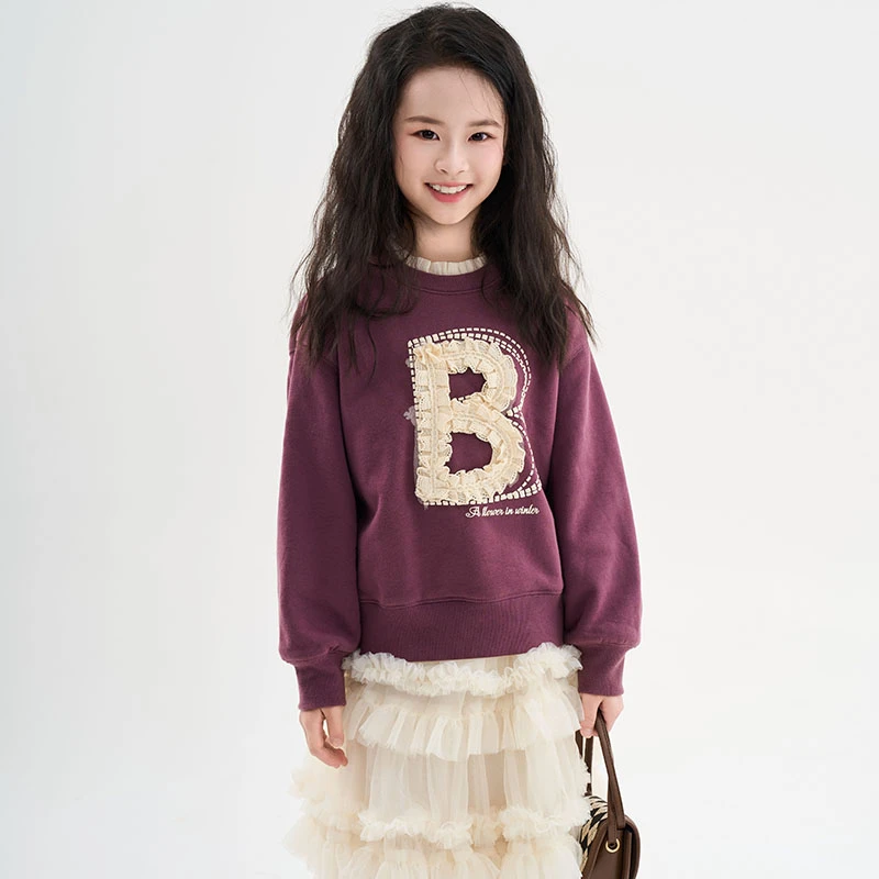 乐题女童卫衣2025新款儿童春秋款上衣中大童女孩秋季长袖衣服外套